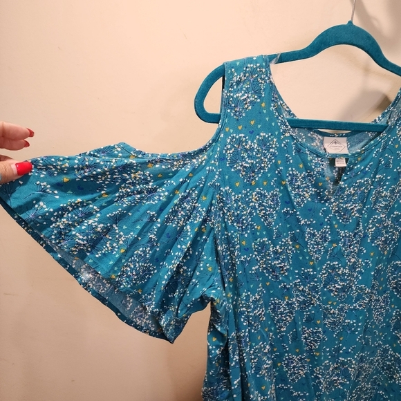 ST. JOHN'S BAY floral Cold shoulder Blouse size XXL - Picture 4 of 11